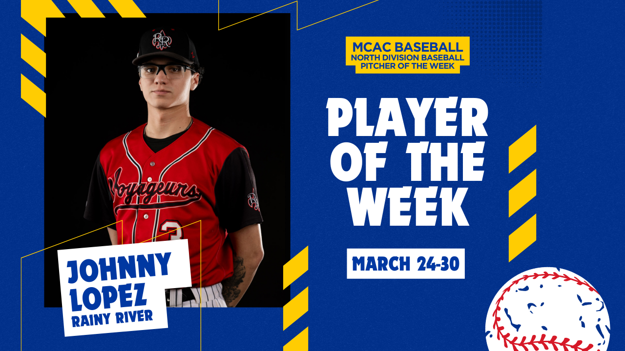 MCAC Baseball Athletes of the Week: Johnny Lopez - Week of March 24-30